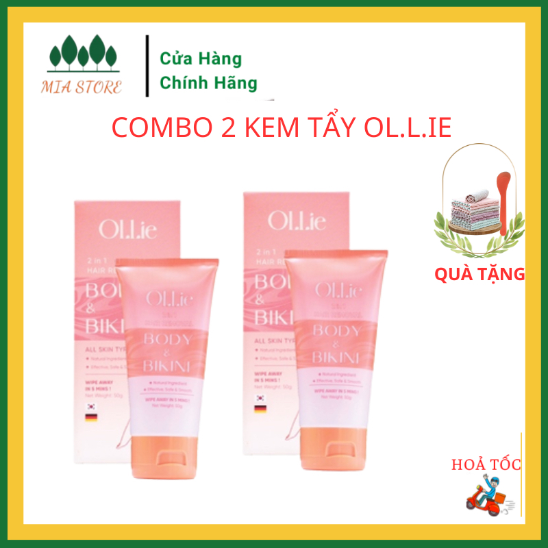 combo 2 kem tẩy lông ollie và serum triệt lông vùng nách vùng kín bikini chân tay body chính hãng không rát