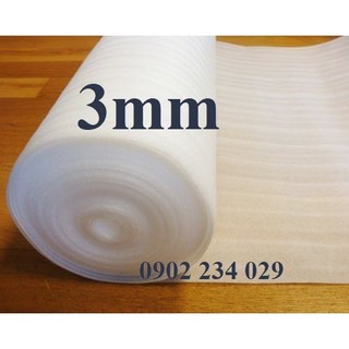 Cuộn mút xốp pe foam dày 3ly cao 1,05m dài 53 mét bọc gói hàng