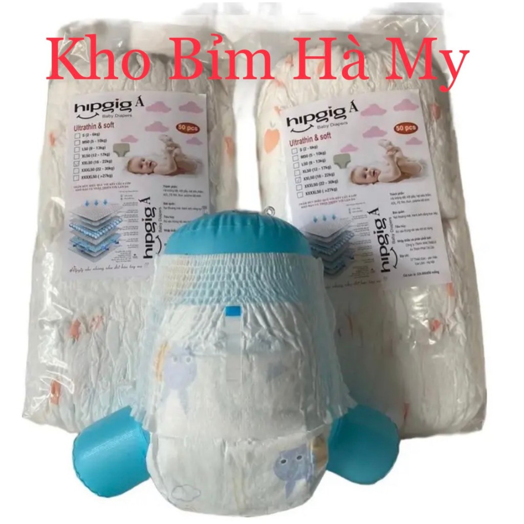 100M Bỉm Tã Quần/Dán HIPGIG A Đủ Size Mềm Mỏng Thấm Hút Tốt