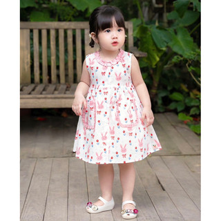 [4-28kg] Váy Cổ Bèo Thỏ Hồng 𝐍𝐇𝐈́𝐌 𝐗𝐔̀ 𝐊𝐈𝐃𝐒 Cho Bé Gái 1 tuổi Đến 8 Tuổi V096