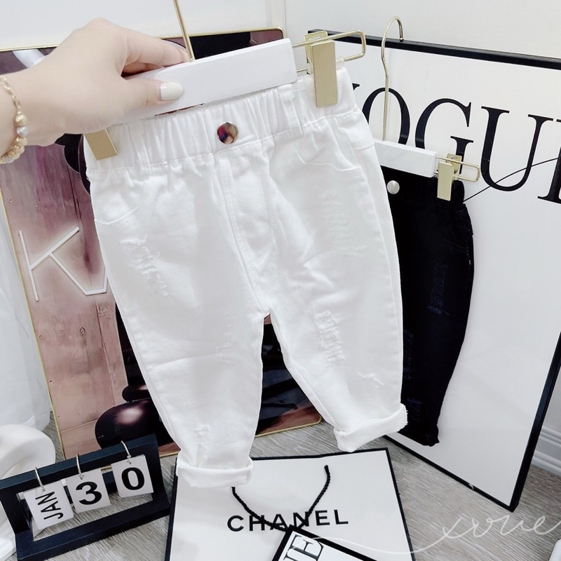 Quần kaki dài 2 màu đen/ trắng cho bé trai/ bé gái