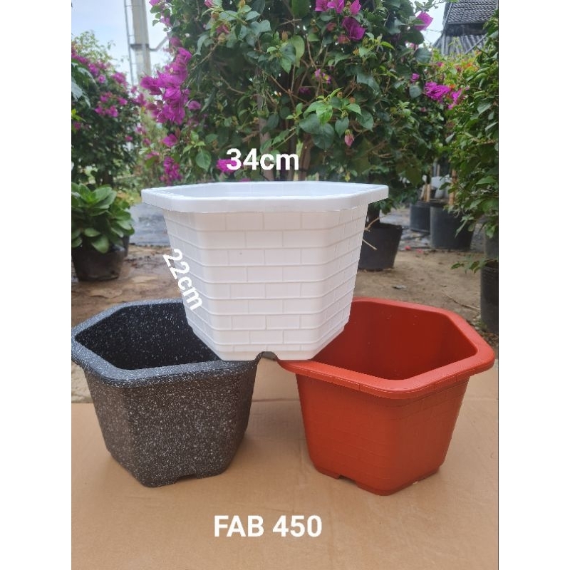 Combo 5 Chậu Nhựa lục giác FAB 450 kích thước miệng 34cmx cao 22cm