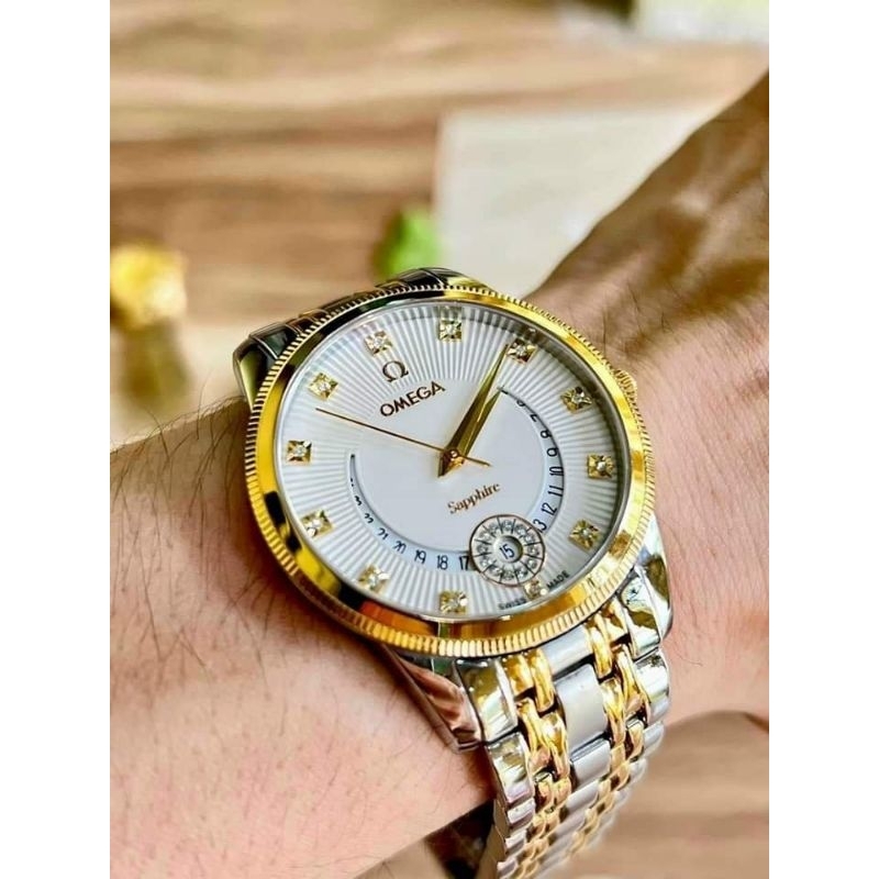 Đồng hồ nam omega mặt cười size 40 máy Nhật kính sapphire chống xước dây rin không gỉ chống nước tốt có bảo hành đầy đủ