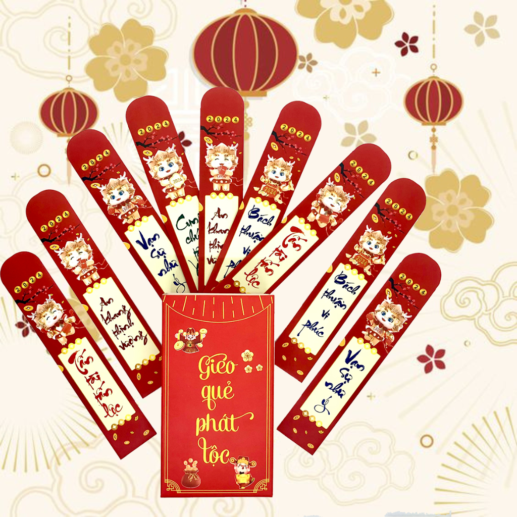 Bao lì xì gieo quẻ Rồng 3D, Lì xì gieo quẻ tết 2024 Giáp Thìn