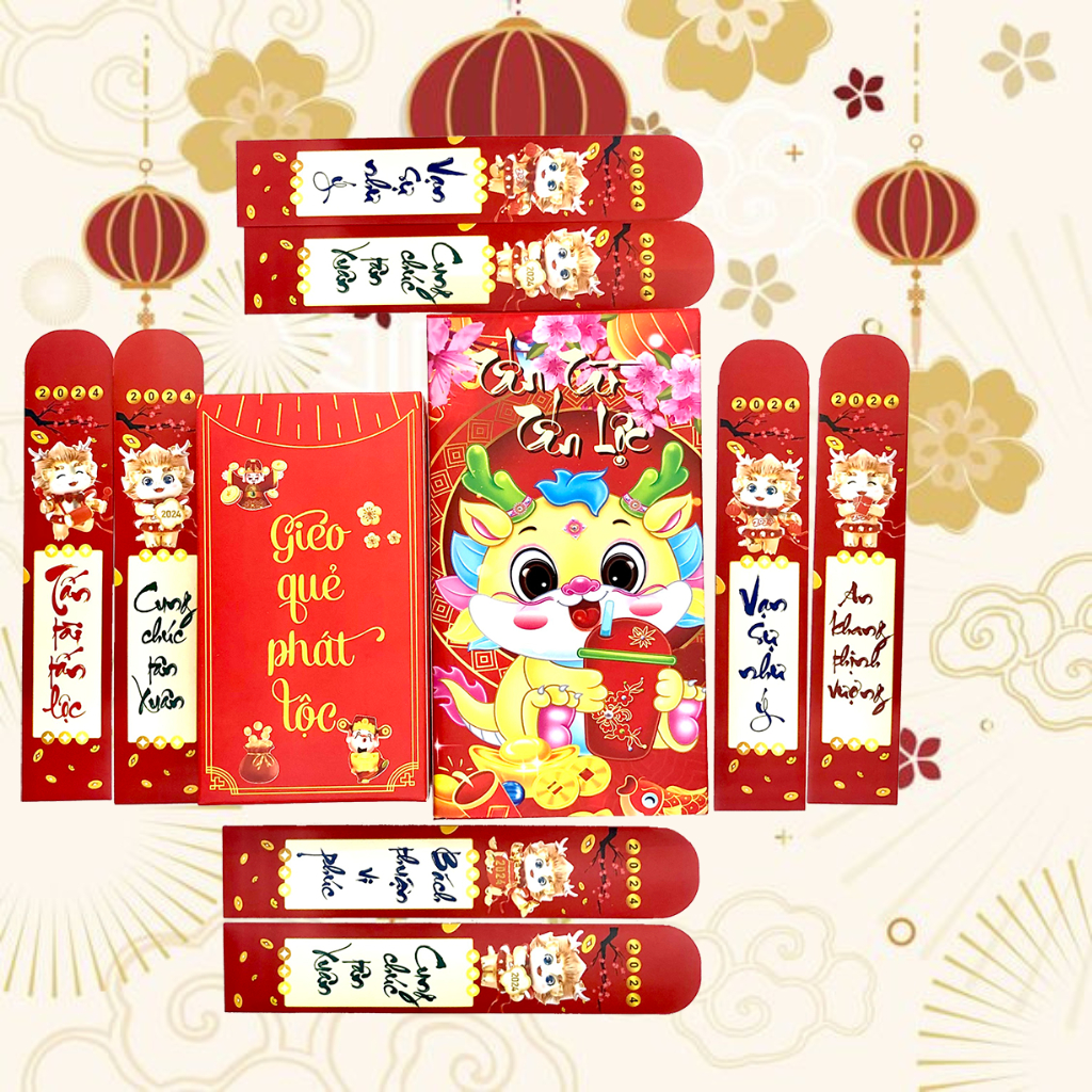 Bao lì xì gieo quẻ Rồng 3D, Lì xì gieo quẻ tết 2024 Giáp Thìn