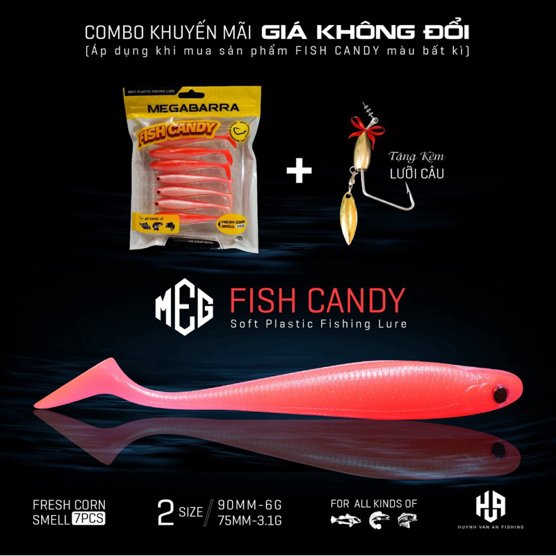 Mồi mềm Megabarra size 9cm hoặc 7.5cm ( tặng kèm 1 lưỡi AR 15 sắc bén )chuyên lure lóc chẽm....