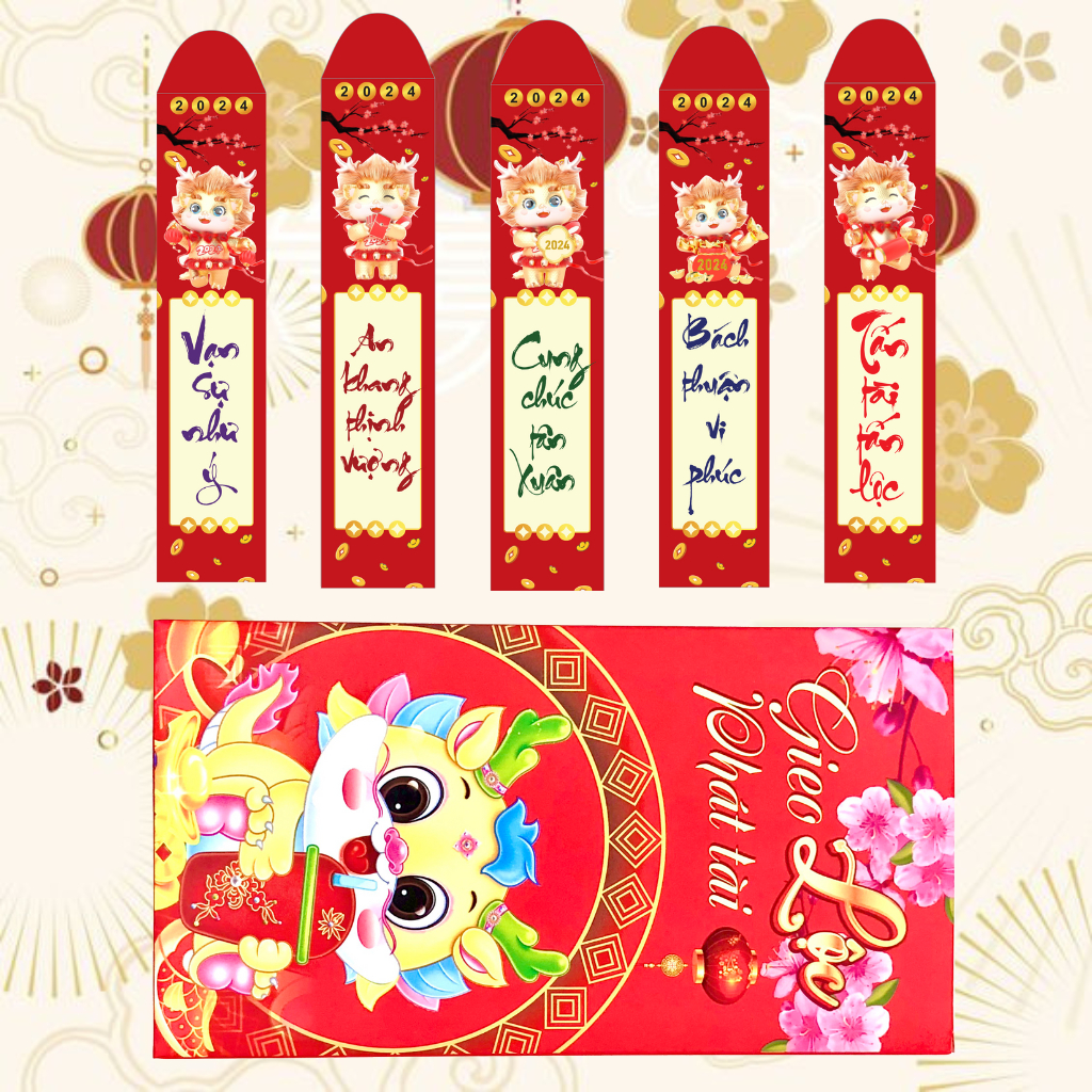 Bao lì xì gieo quẻ Rồng 3D, Lì xì gieo quẻ tết 2024 Giáp Thìn