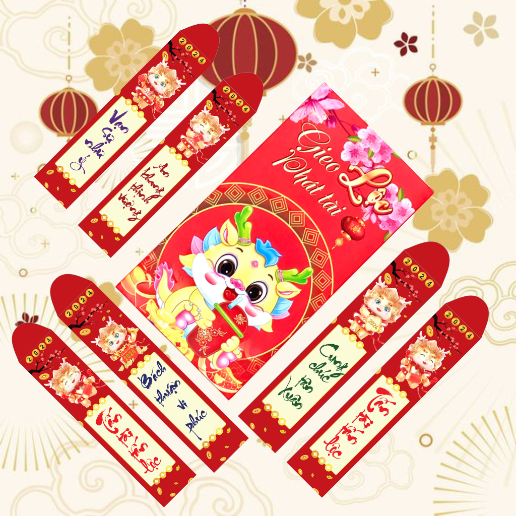 Bao lì xì gieo quẻ Rồng 3D, Lì xì gieo quẻ tết 2024 Giáp Thìn