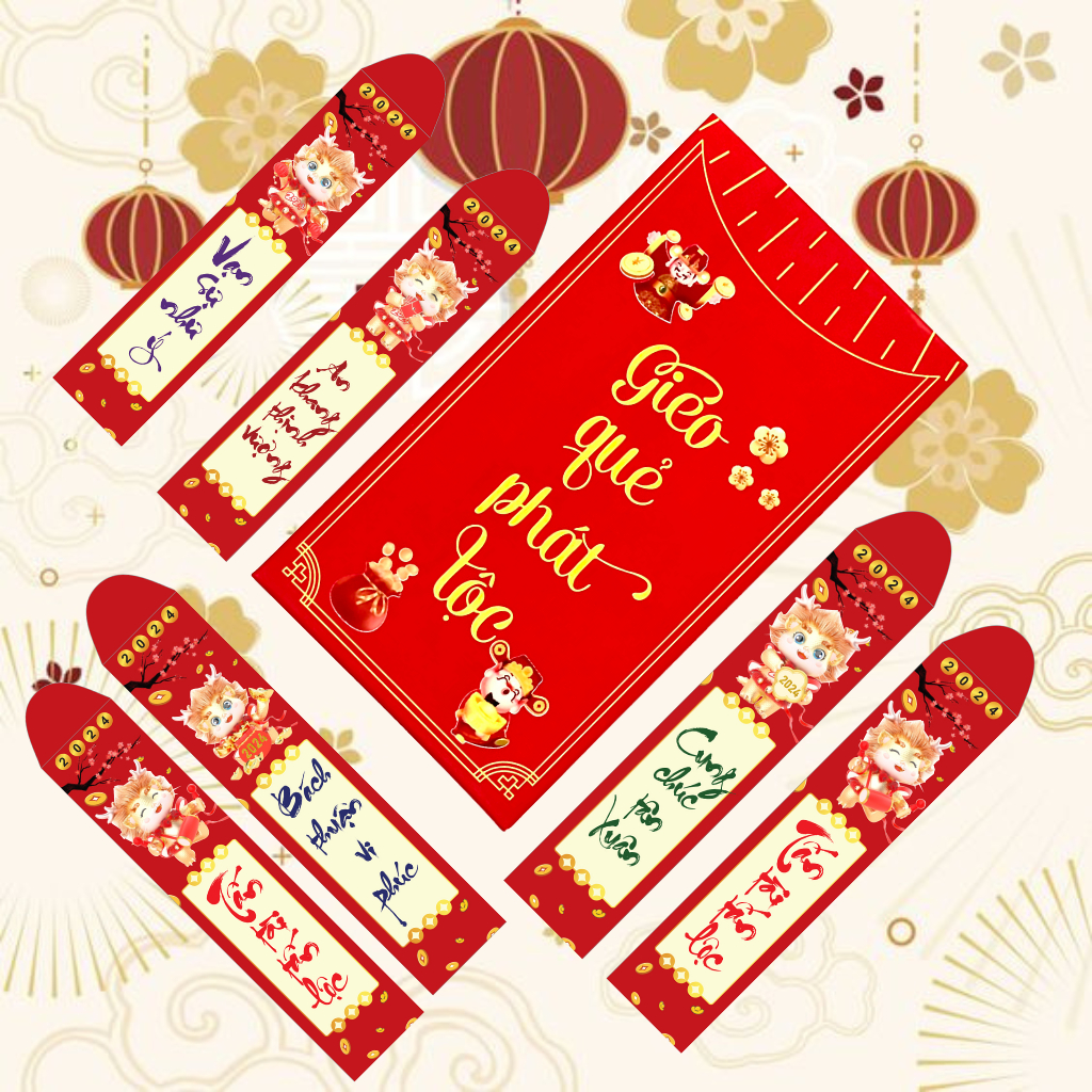 Bao lì xì gieo quẻ Rồng 3D, Lì xì gieo quẻ tết 2024 Giáp Thìn