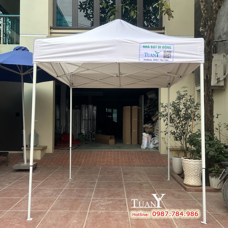Nhà bạt di động 2mx2m MÀU TRẮNG, lều bạt nhỏ đa năng bán hàng hội chợ, vỉa hè tiện lợi
