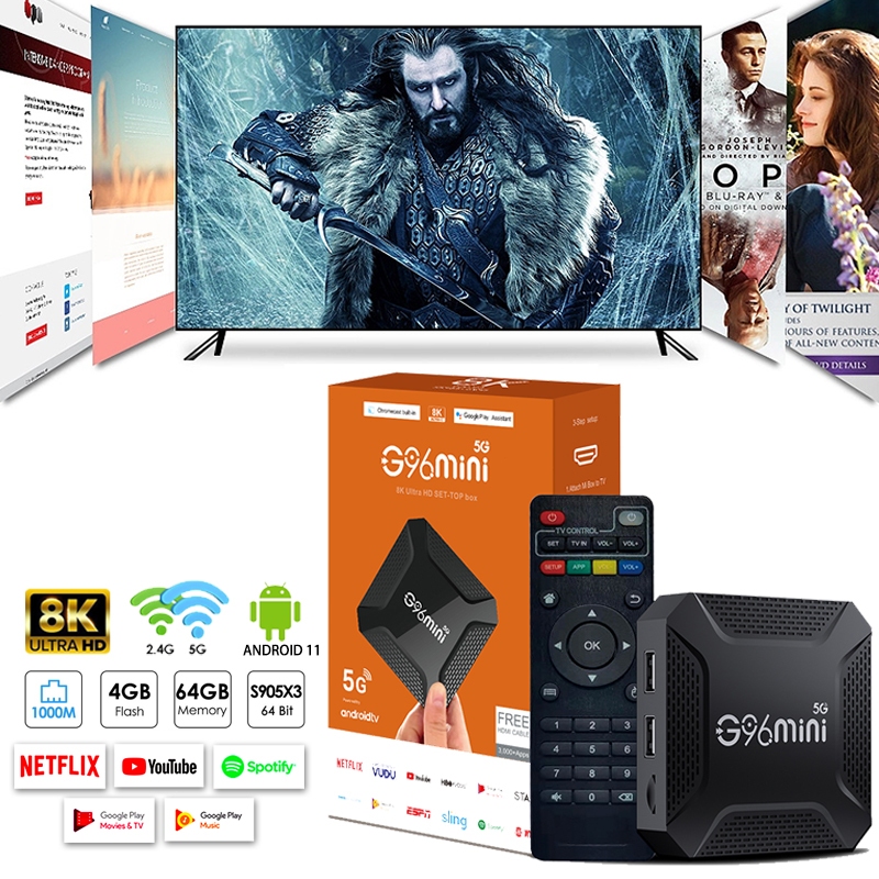 android tv box G96 Mini bản 4GB+64GB Tiếng Việt Wifi 5G Android 13.0 Hộp giải mã Internet tivi box YouTube Chorme...vv