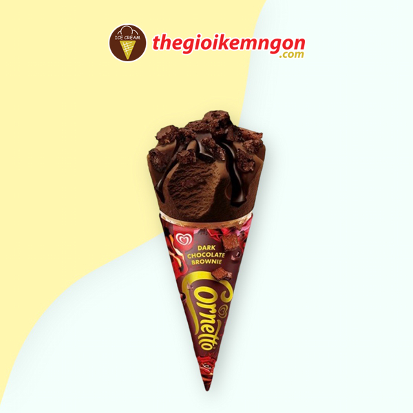 Kem ốc quế bánh brownie socola đen Wall's Cornetto Dark Chocolate Brownie (110ML)