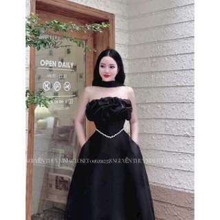 Đầm Nữ Dự Tiệc Dáng Xòe Cúp Ngực Bồng Bềnh Choàng Cổ Đính Đá Eo Sang Trọng Chất Tafta Cao Cấp Chuẩn From