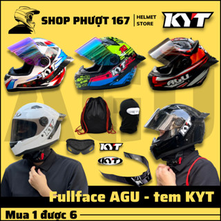 ( TẶNG CHE CẰM, TEM KYT VÀ ĐUÔI, KHĂN NINJA ) MŨ BẢO HIỂM FULLFACE AGU ĐỦ TEM CHÍNH HÃNG 2024