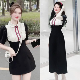 Đầm Váy Nữ Bigsize 50-95kg Phối Sọc Chất Cotton Lạnh Trendy