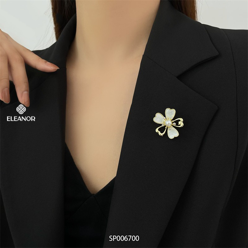 Ghim cài áo nam nữ Eleanor Accessories hình hoa đính ngọc trai nhân tạo phụ kiện trang sức 4784
