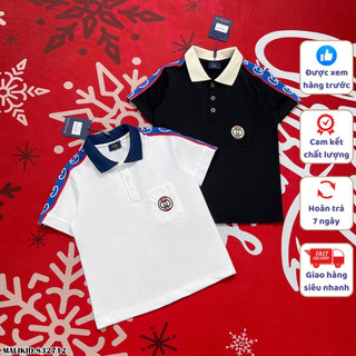 Áo polo ngắn tay thêu logo GC cực chất hai màu đen trắng cho bé trai-QuynhAnhStore