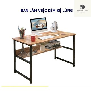 Bàn Làm Việc Kèm Kệ Lửng Nhỏ Gọn - Bàn Học Tập Học Sinh Sinh Viên Bằng Gỗ MDF Cao Cấp Kết Hợp Khung Sơn Tĩnh Điện Bền