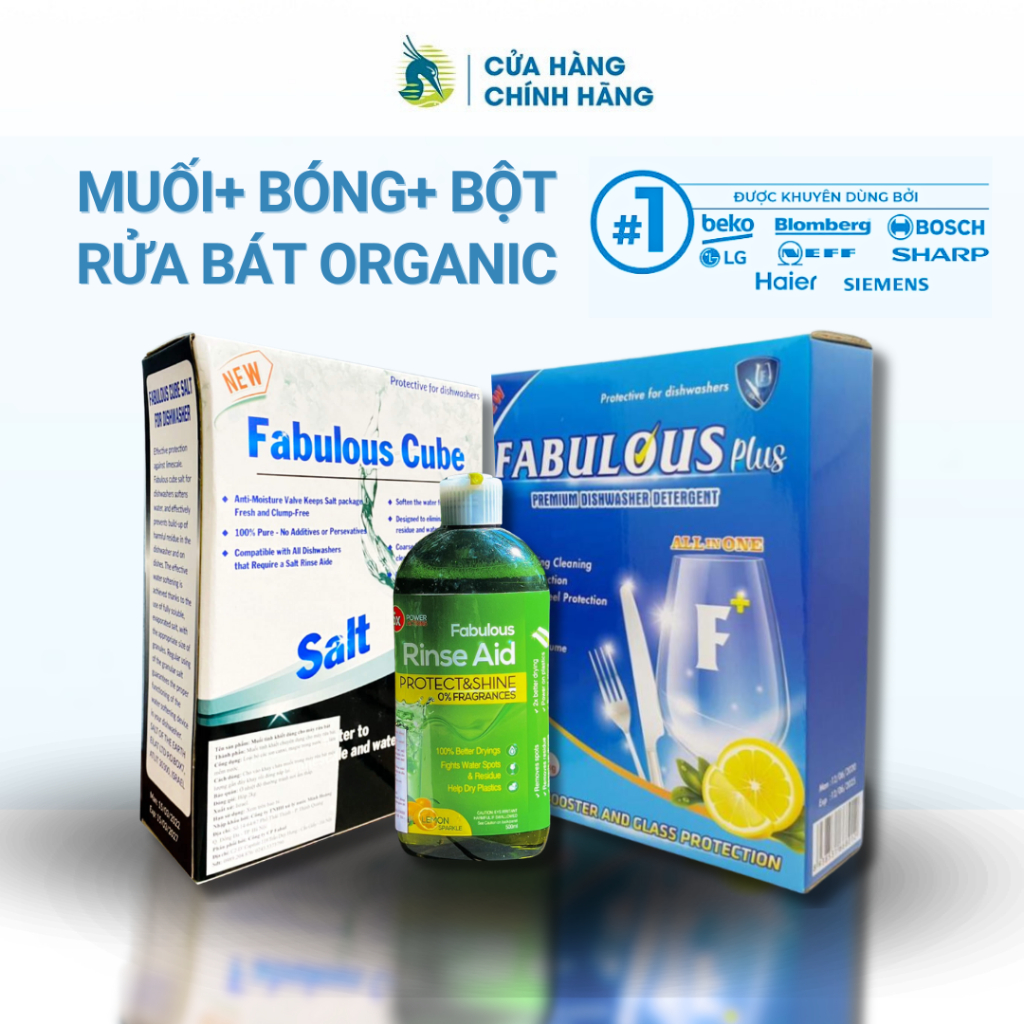 COMBO SIÊU TIẾT KIỆM: MUỐI+ BÓNG+ BỘT RỬA BÁT ORGANIC
