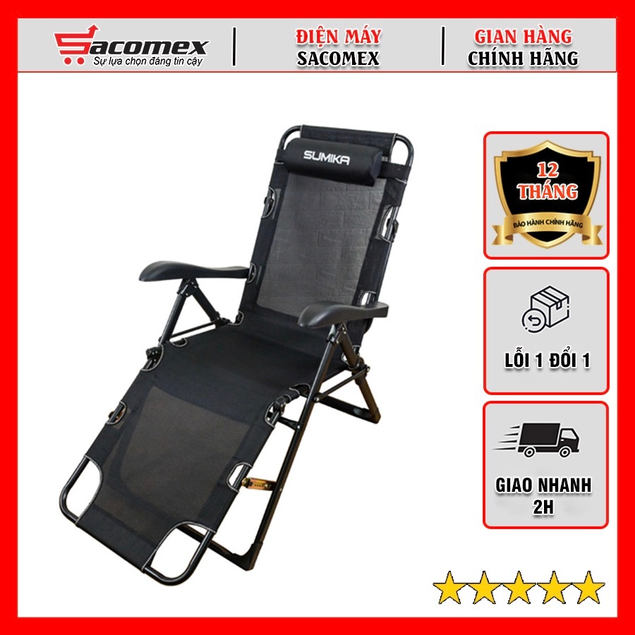 Ghế xếp thư giãn Sumika 168 - Có thể ngã thành giường, tải trọng 300kg - Hàng chính hãng, bảo hành 1
