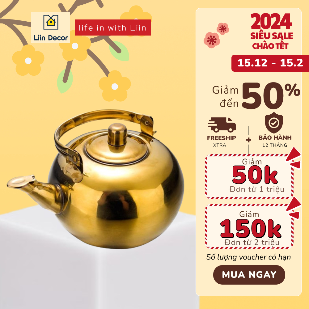 Ấm đun nước bằng thép không gỉ có lưới lọc cao cấp