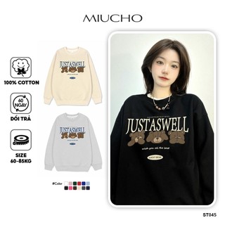 Áo sweater nam form rộng ST045 Miucho vải chân cua in graphic