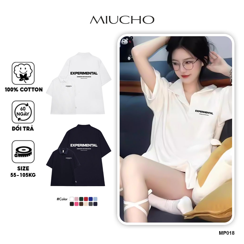 Áo polo unisex form rộng MP018 Miucho Brand chất vải cotton mềm mại in graphic