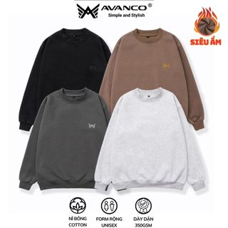 Áo sweater nỉ bông nam nữ mùa đông AVANCO, form rộng unisex cực đẹp, chất vải dày dặn giữ ấm