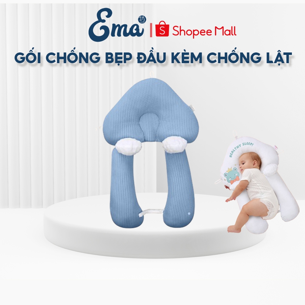 Gối chữ U cho bé sơ sinh EMA,Gối chống bẹp đầu cho bé - Giúp giảm bẹp đầu, định hình đầu cho bé - Tặng kèm gối chống lật