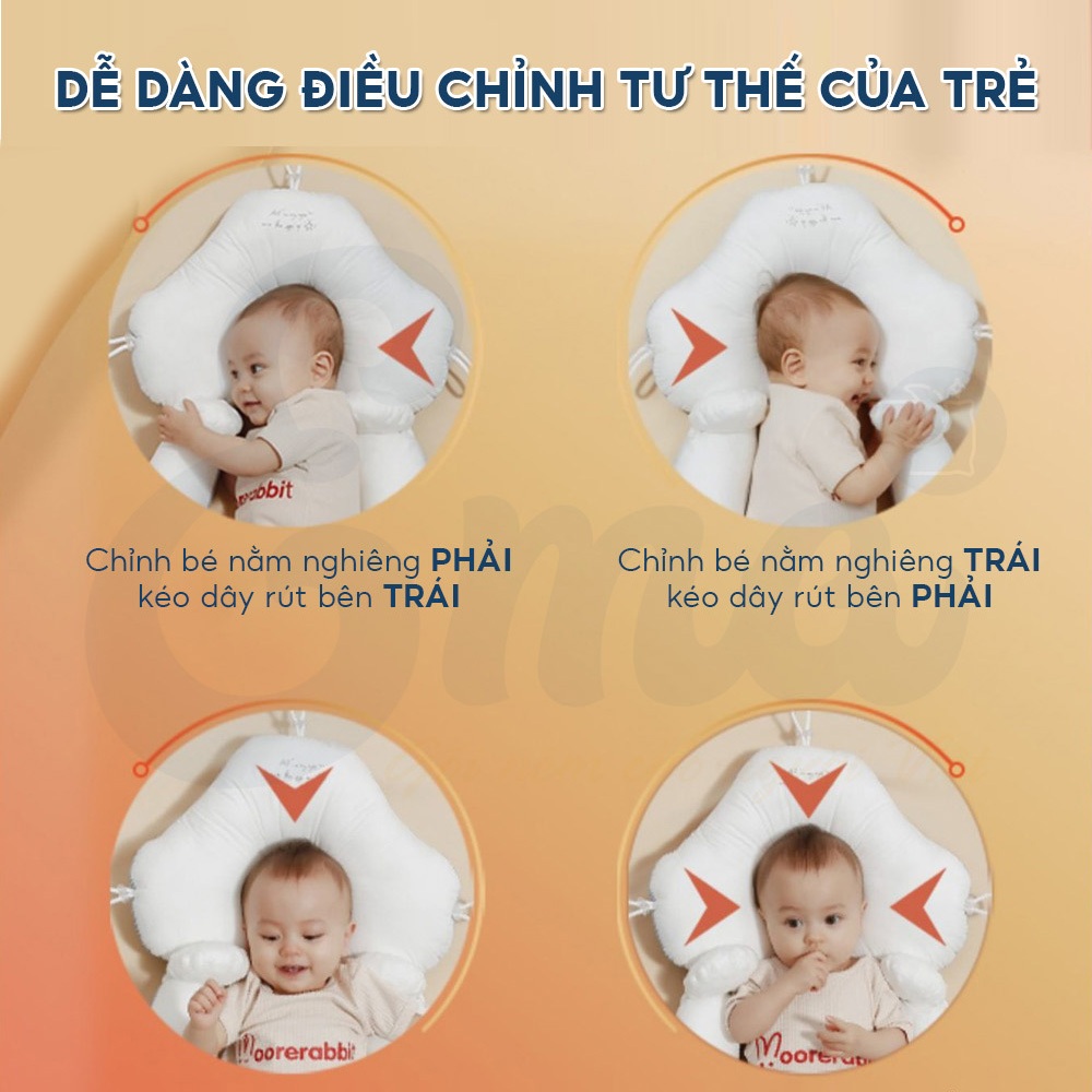 Gối chữ U cho bé sơ sinh EMA,Gối chống bẹp đầu cho bé - Giúp giảm bẹp đầu, định hình đầu cho bé - Tặng kèm gối chống lật