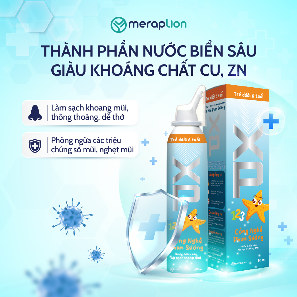 Xịt mũi phun sương XP 123 cho bé 50ml giúp làm sạch thông mũi, phòng ngừa sổ mũi, ngạt mũi và viêm xoang