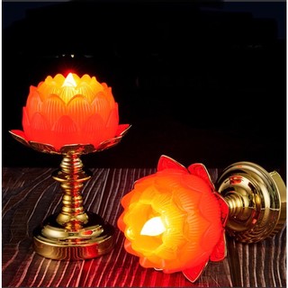 Đèn Thờ Hoa Sen, Hình Bông Hoa Nở, sử dụng pin, kiểu đèn rất đẹp, dùng bàn thờ, thờ phật, bóng led an toàn