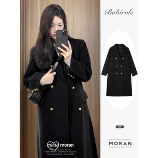 Áo khoác dạ màu đen dáng dài MORAN style Hàn Quốc cao cấp