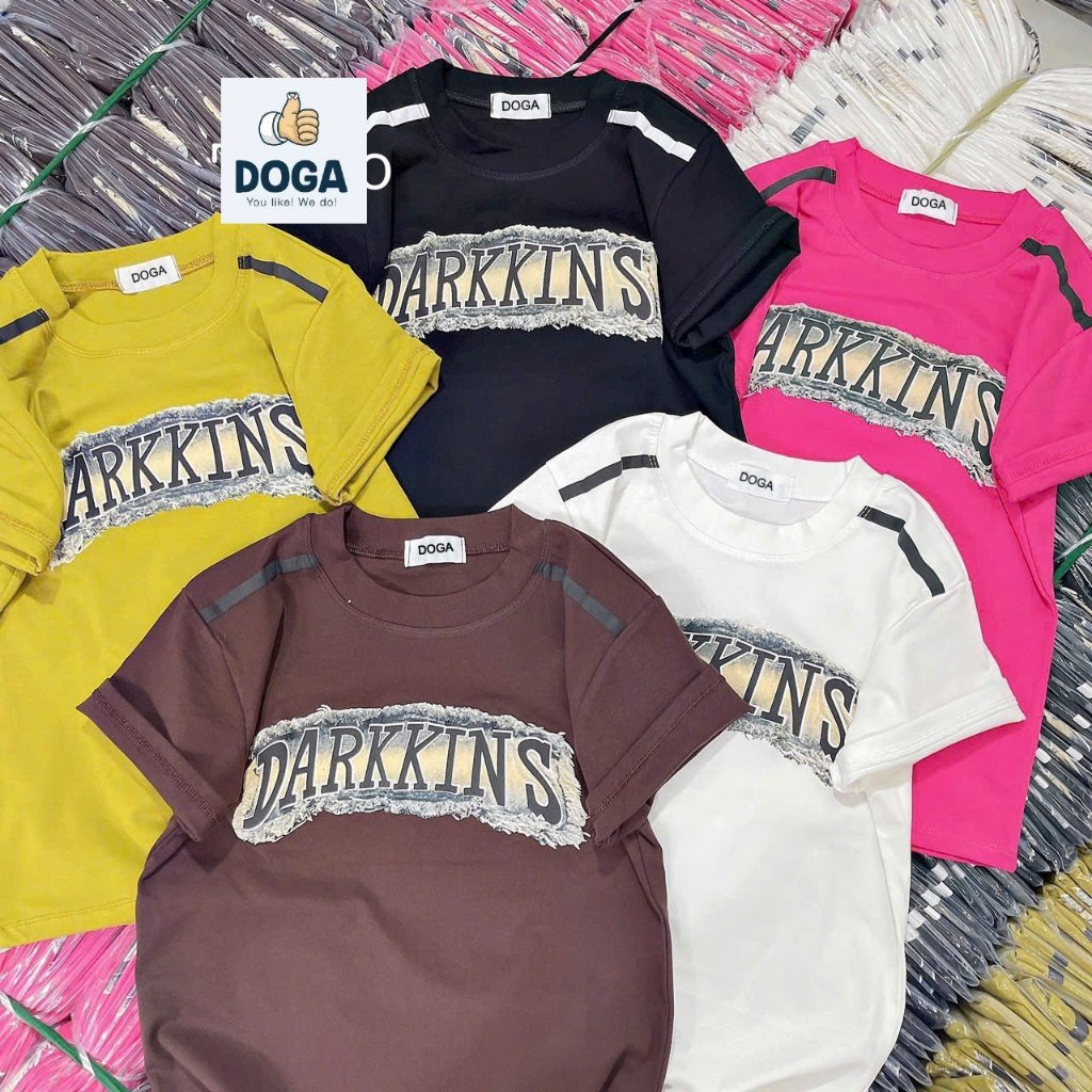 Áo thun Borip size S,M,L,XL nữ from thường DOGA tay ngắn cổ tròn in trẻ trung 5 màu  không xù lông siêu sang  M160