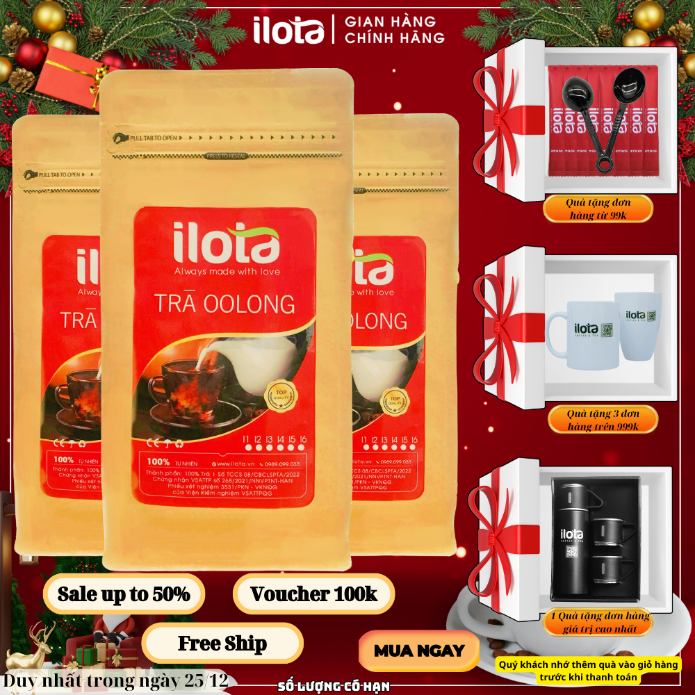 Trà ô long (Oolong) ILOTA Bảo Lộc nguyên vị, pha trà trái cây ủ lạnh