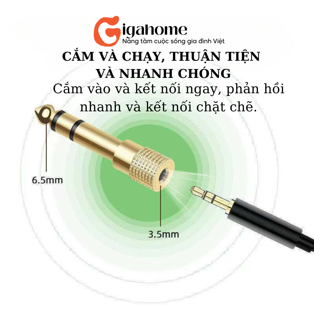 Đầu Jack Chuyển Đổi Tín Hiệu Âm Thanh 65mm Sang 3.5mm Cho Loa GIGAHOMEVN 5781