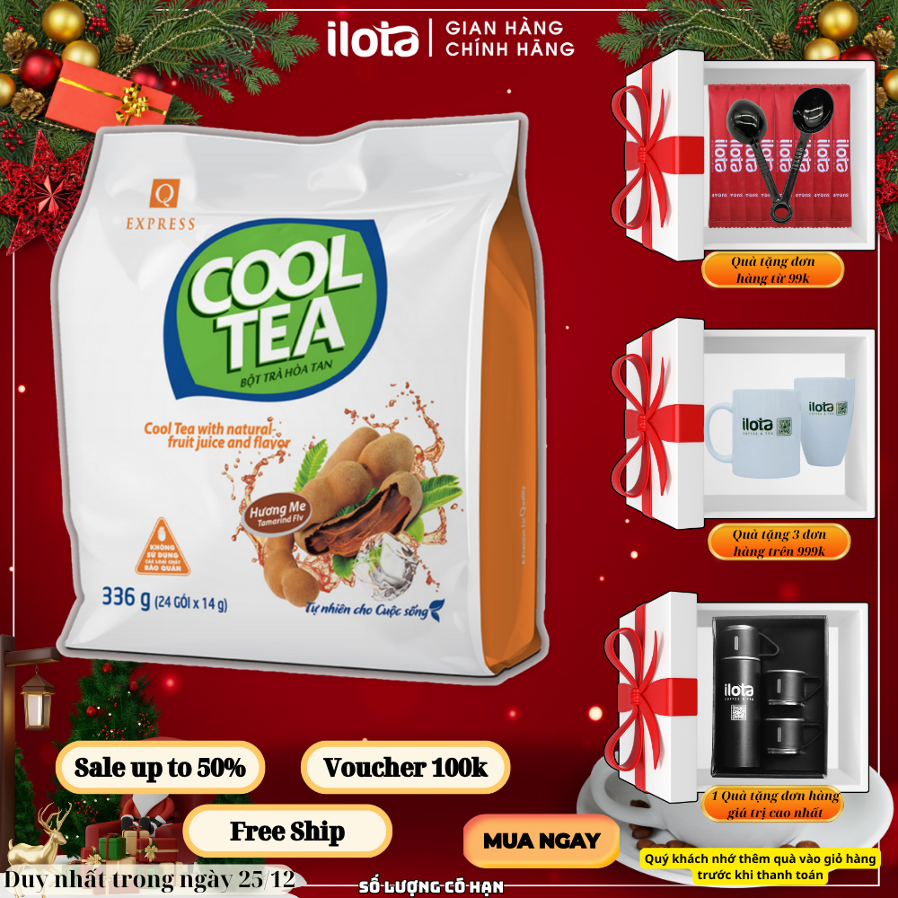 Combo 5 bịch trà Me Hoà Tan Trần Quang Cooltea (Bịch 24 gói x 14gr)