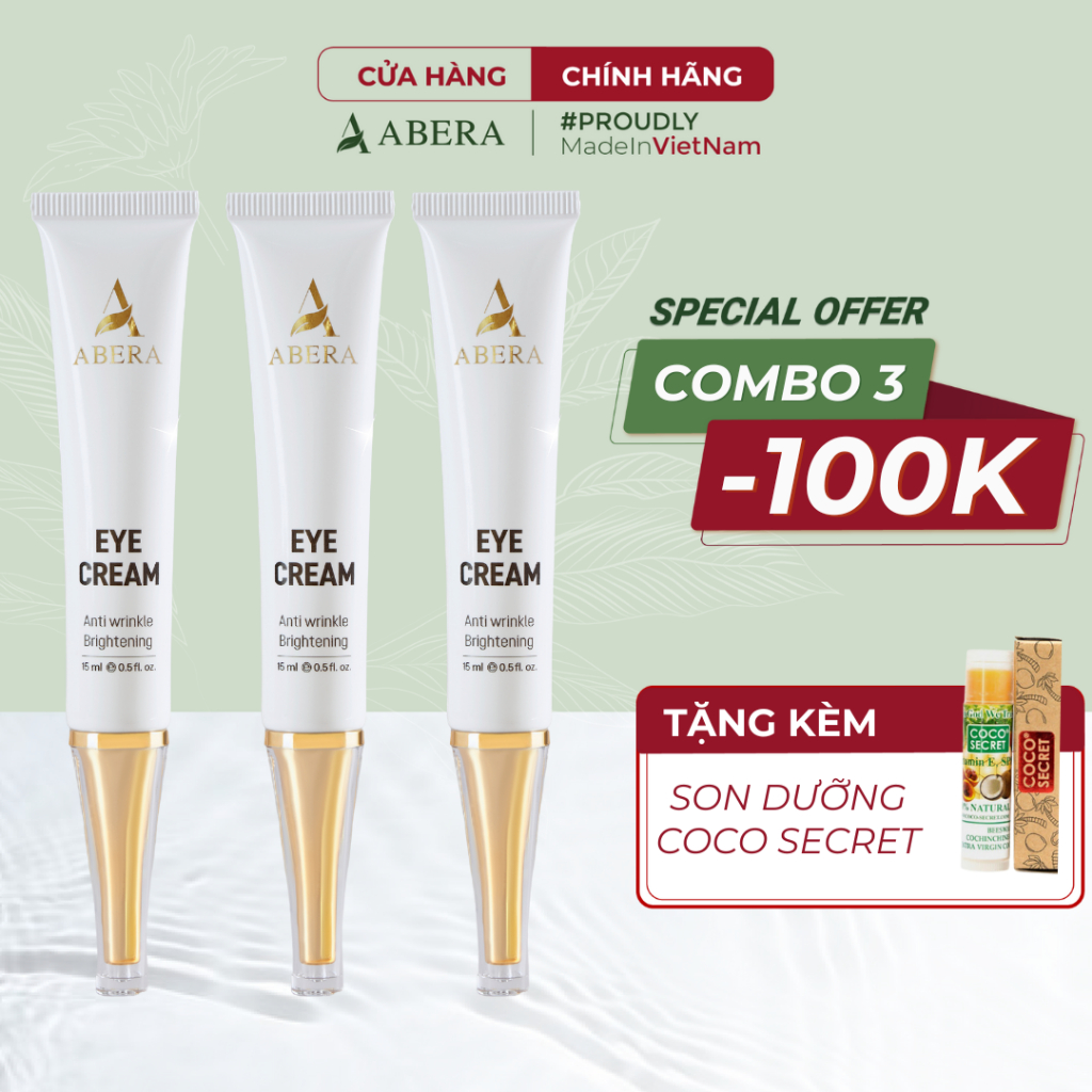 Kem Dưỡng Mắt Abera Giúp Giảm Thâm Mắt, Bọng mắt, Nếp Nhăn Vùng Mắt, Làm Sáng Mịn Và Đều Màu 25g