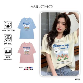 Áo thun unisex form rộng AT360 Miucho basic tee tay lỡ dành cho nam nữ in graphic