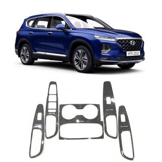 Ốp Nội Thất Xe Santafe 2019 2020 2021- 7 chi tiết Mẫu Titan Phay Xước