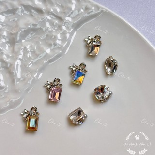 Phụ kiện charm đá khối nơ đính móng nail