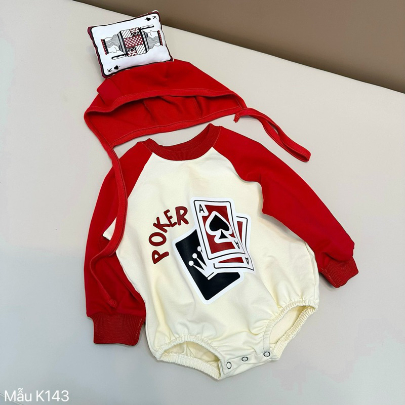 Suit Lá Bài Kèm Mũ Cho Bé Chất Da Cá Mỏng Siêu Yêu