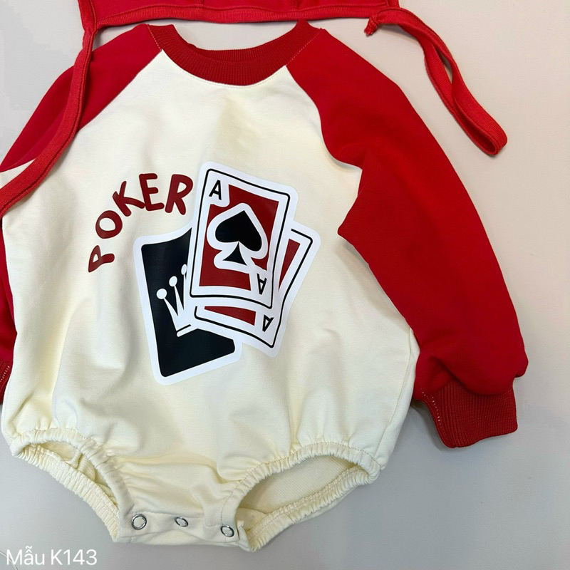 Suit Lá Bài Kèm Mũ Cho Bé Chất Da Cá Mỏng Siêu Yêu