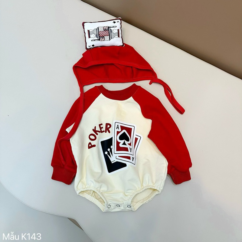 Suit Lá Bài Kèm Mũ Cho Bé Chất Da Cá Mỏng Siêu Yêu