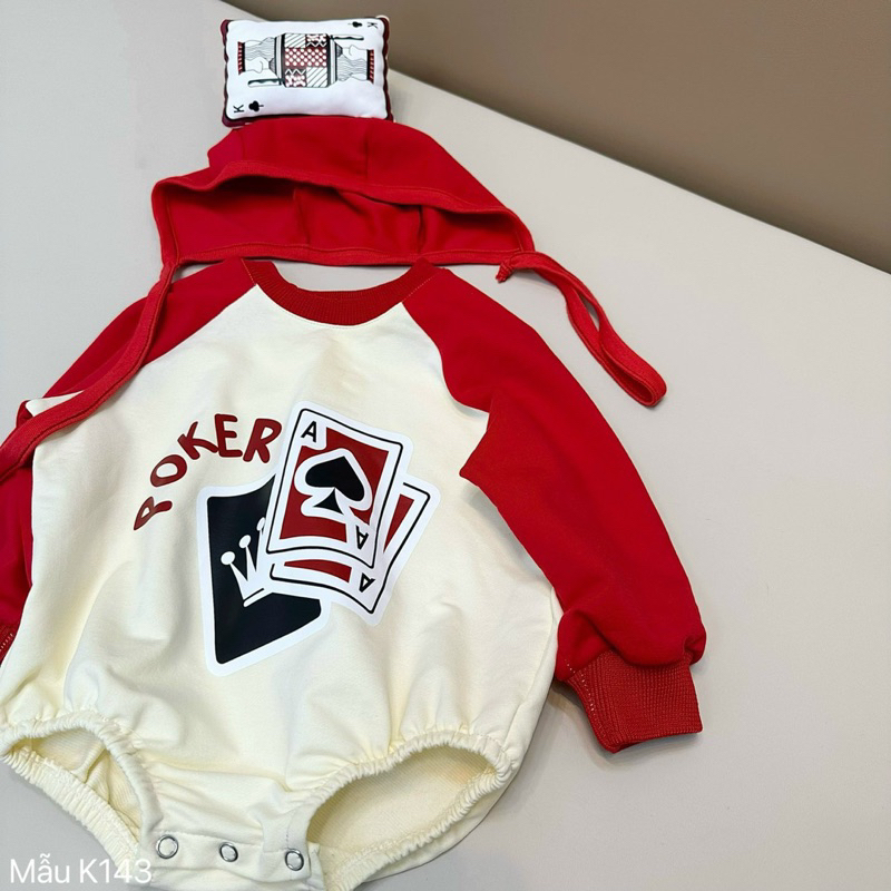 Suit Lá Bài Kèm Mũ Cho Bé Chất Da Cá Mỏng Siêu Yêu