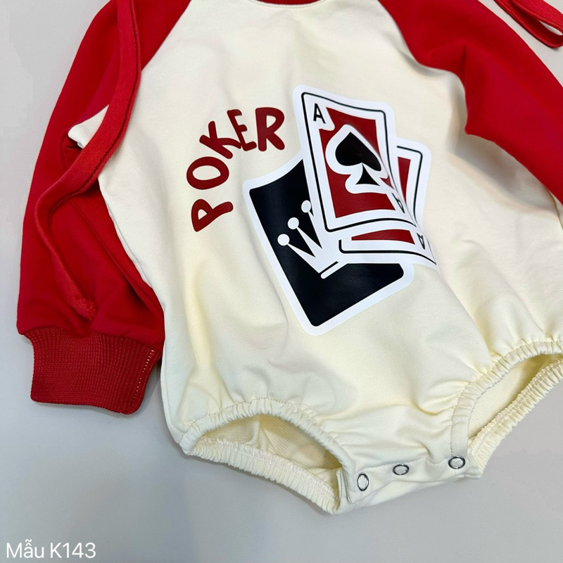 Suit Lá Bài Kèm Mũ Cho Bé Chất Da Cá Mỏng Siêu Yêu