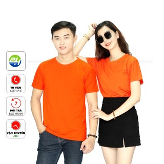 Áo Thun Màu Cam Đậm THOITRANG24H Vải Dày Mịn Đủ Size Ảnh Thật Phom Rộng Cho Nam và Nữ
