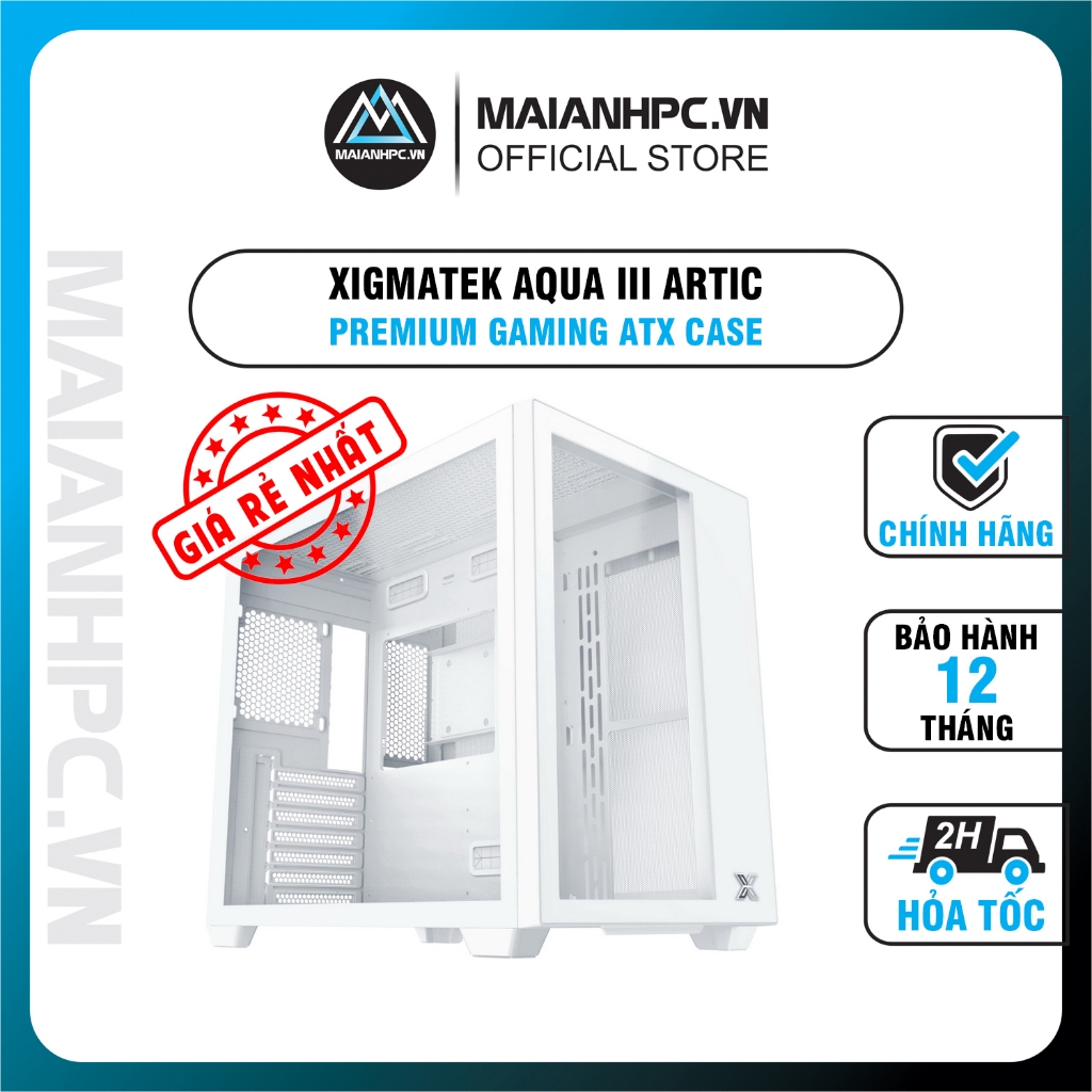 Vỏ Case XIGMATEK AQUA III ARTIC - PREMIUM GAMING ATX CASE (K KÈM FAN)