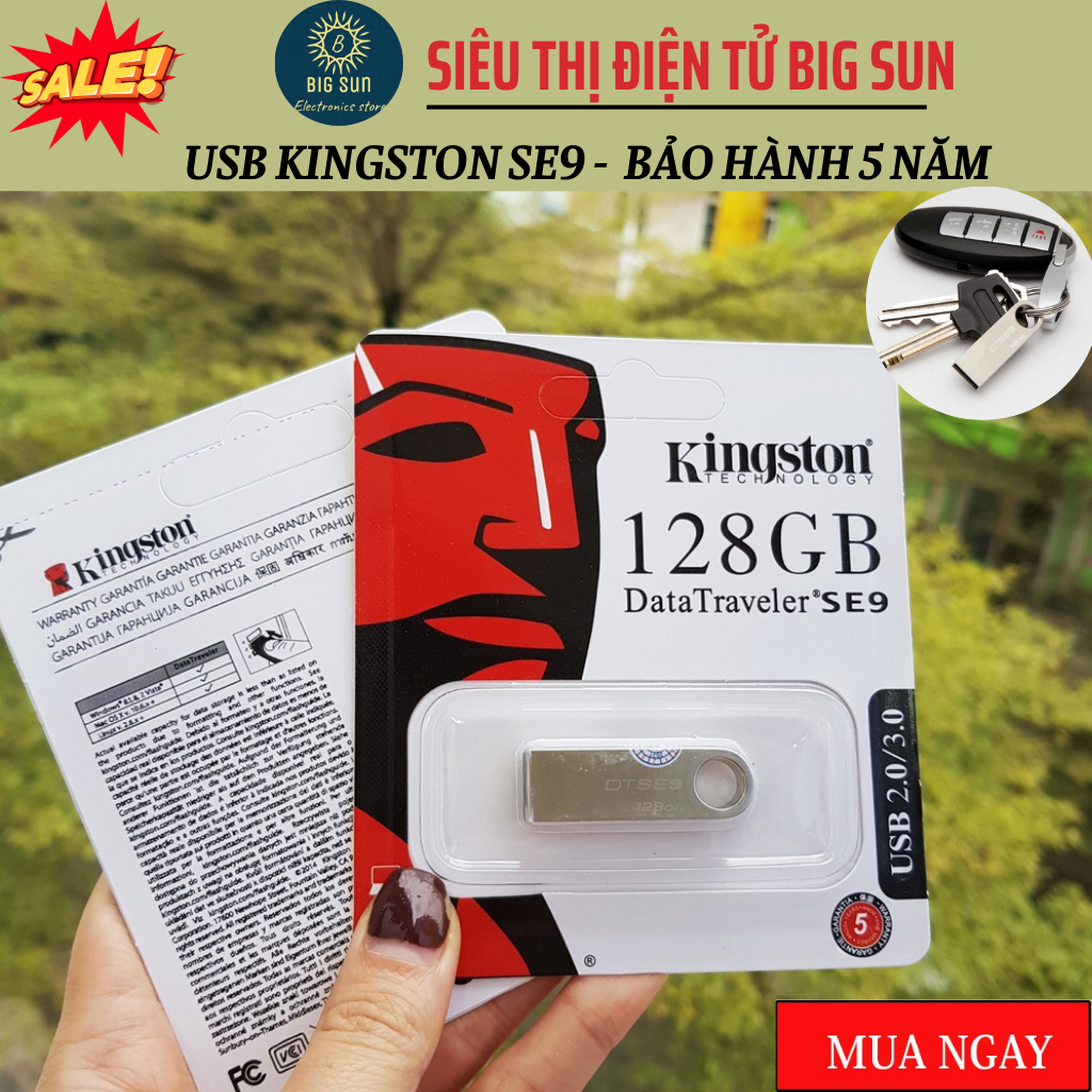 USB Kingston SE9 128gb 64Gb 32Gb 16Gb 8Gb 4Gb 2Gb, USB chống nước 2.0/3.0 Chính hãng, siêu nhỏ gọn tốc độ cao, BH: 5 năm