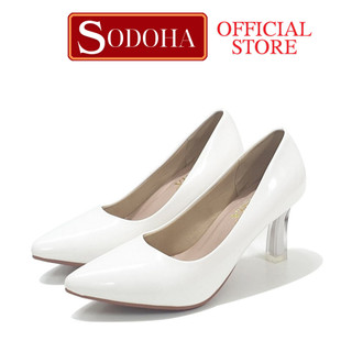 Giày cao gót nữ SODOHA SDH909WB Màu Trắng Da Bóng Cao Cấp Gót Cao 7cm